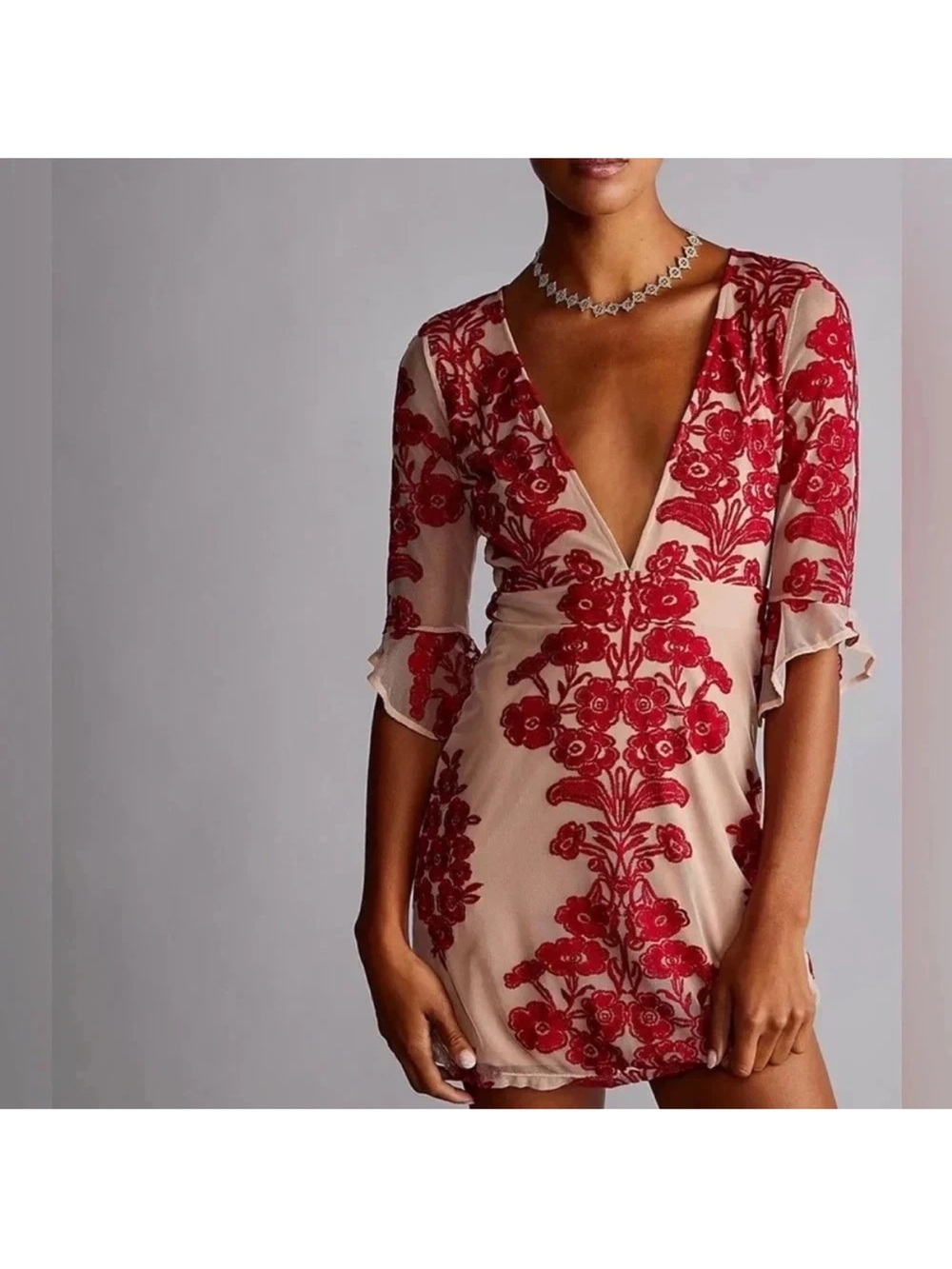 For Love & Lemons For Free People Temecula Embroidered Mesh Mini Dress